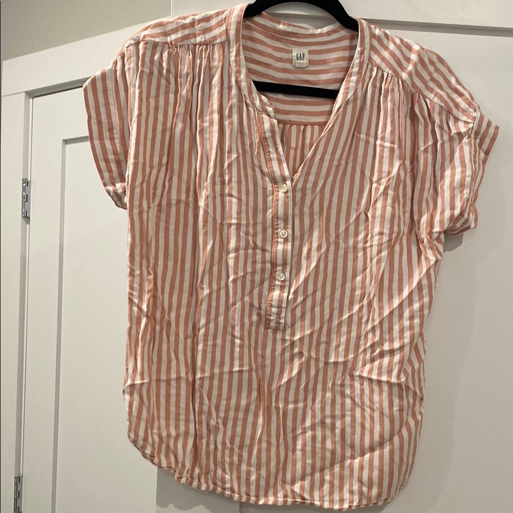 GAP Women's Striped Coral Top